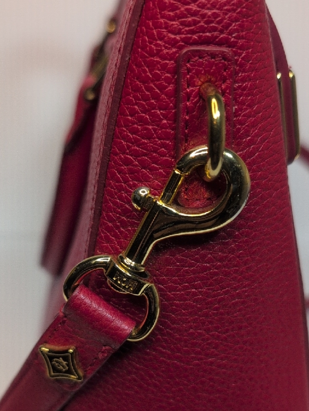 MCM Red Studded Leather Crossbody/ Tote Bag - Picture 6 of 16
